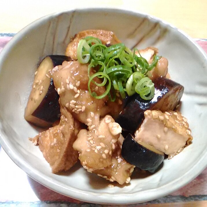 ★鶏と茄子と厚揚げの中華風ごま酢煮★